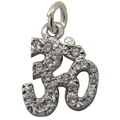 Colgante ohm con piedras platabella rodinado